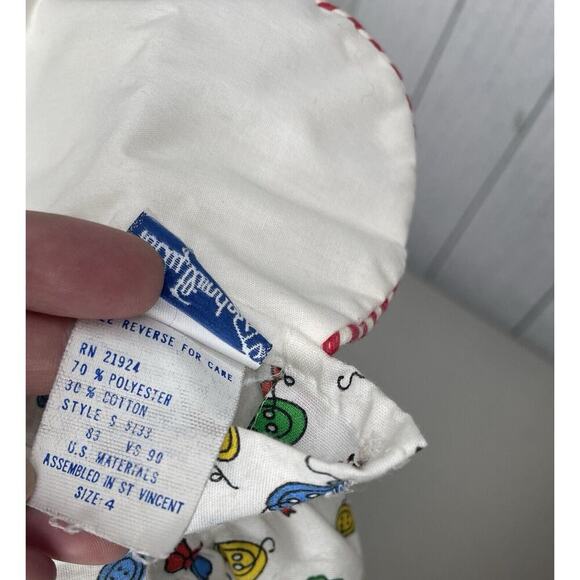 Vintage Polly Flinders Colorful Bow Print Smocked Dress Embroidery Toddler Sz 4 - Picture 6 of 6